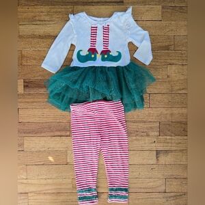 Blueberi boulevard christmas elf tutu outfit 24 month